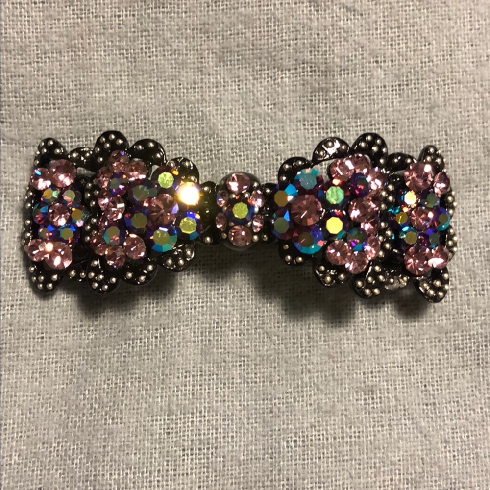 Sparkly Pink/Purple/Blue Rhinestone Bow Hairpin